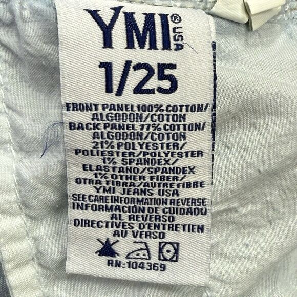 YMI Dream Fit Denim Mini Skirt 1/25 Blue Raw Hem Distressed Jean Pockets Stretch - Picture 11 of 12